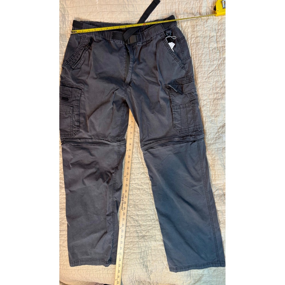 BC Clothing Mens XL x 32 Convertible Cargo Pants Gray Zip Off Hiking Outdoor